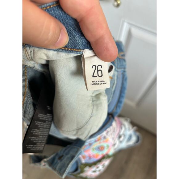 Urban Outfitters BDG patchwork high rise flare jeans NWT size 26 - Picture 7 of 7